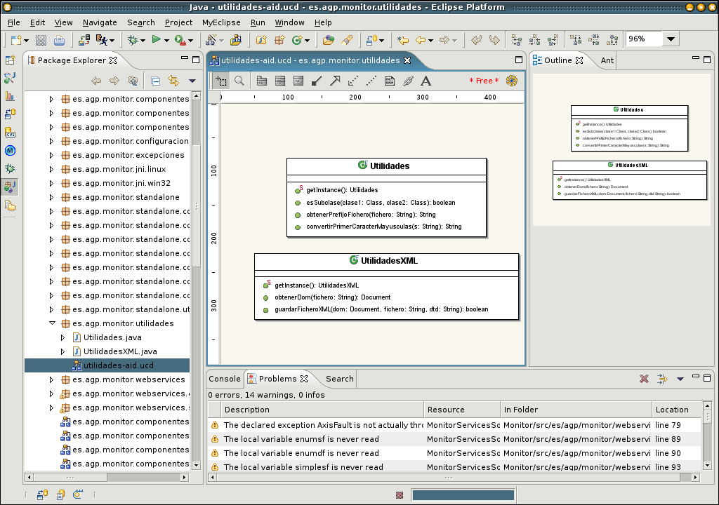 Captura de pantalla de Eclipse con plugin Omondo